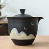Černá keramika Zelená Hill Side Hand Konvička Japonská Vintage keramická Kung Fu čajová sada Čajová konvička Kávová Konvička Čajová konvice Hliněná konvice na vodu