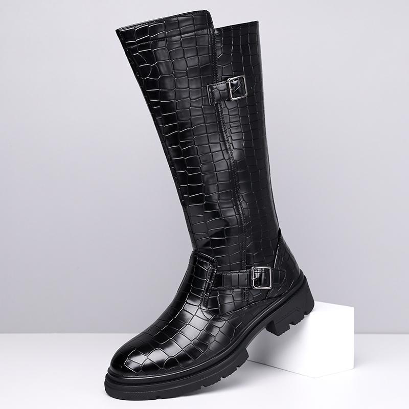 Men’s Motorcycle Boots Western Boots Black Jockey Boots Casual Brown Street Style Cool High Boots Plus Size