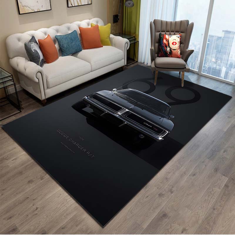Old School Muscle Car Pattern Cool Area Rug Carpet for Living Room Anti-slip Rug Camping Picnic Mat Yoga Mat Kid Bedroom Decor