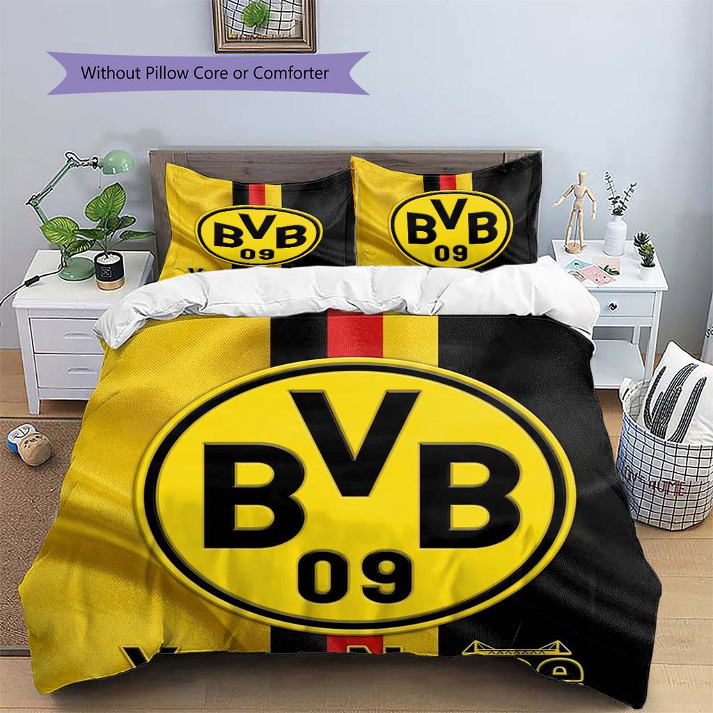 Borussia Custom Name Pattern Bedding,Quilt Set Quilt Cover Pillowcase Home Birthday Gift(1 * Duvet Cover + 2 * Pillowcase, Without Core)