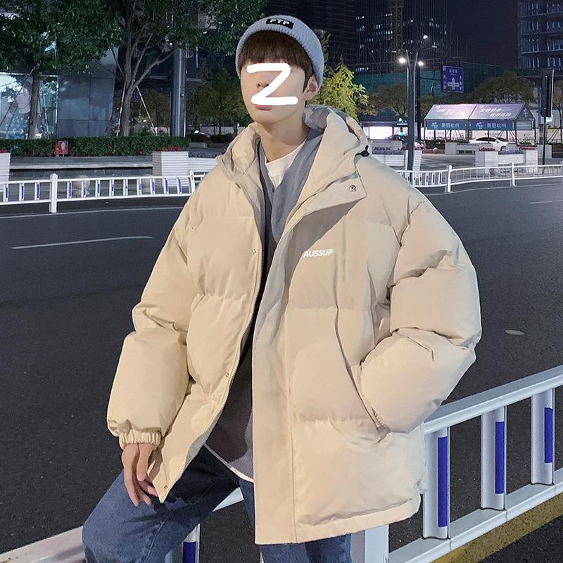 Hooded Cotton Coat Men's Winter Loose Thickened Cotton Jacket Trendy Brand Couple Student Bread Cotton Coat Warm Jacket Plus Size Men