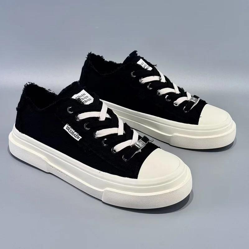 

Модный новый дизайн Черные мужские парусиновые туфли Низкие платформенные кеды для мужчин Модные вулканизированные туфли на шнуровке для мужчин парусиновые туфли 44 чёрный