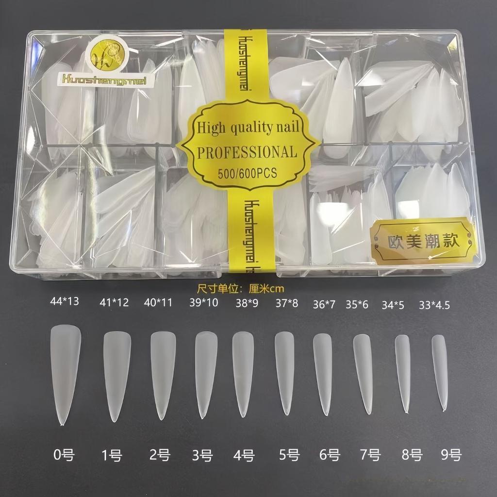 50 Pezzi per Scatola, Extra Lunghi, Appuntiti, Opachi, Senza Limatura, Tips per Unghie Trapezoidali Lunghi