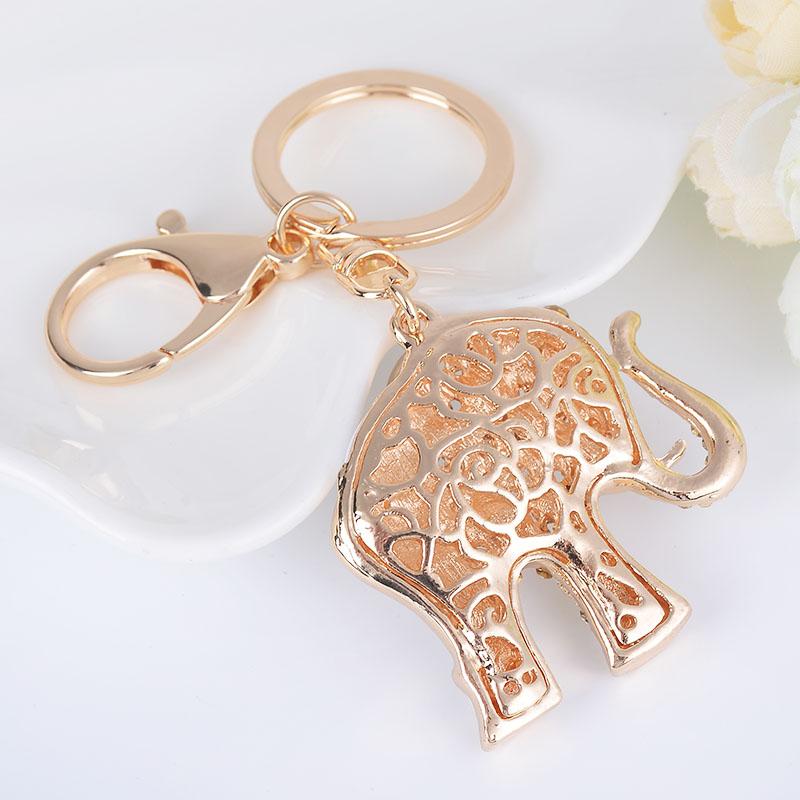 Exquisite Precious Stones Inlaid Thailand Elephant Car Keychain Elegant Pendant Gift for Friends Key Chains Ring Porte Clef