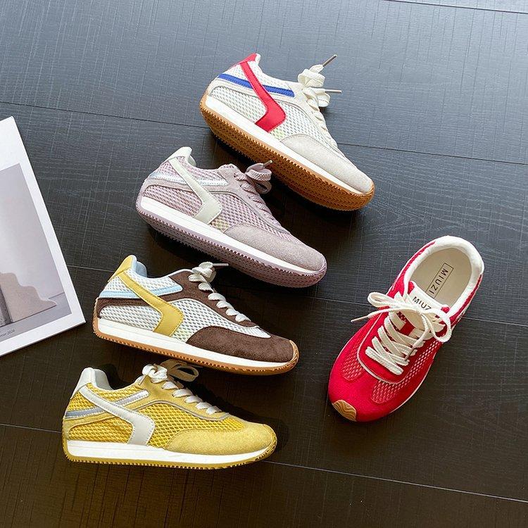 Waffle Forrest Gump shoes women's shoes 2025 new lace-up summer thin mesh shoes women's breathable mesh sports training shoes