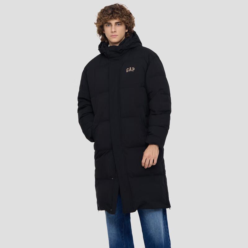 GAP Autumn Logo Hooded Windproof Long Down Jacket