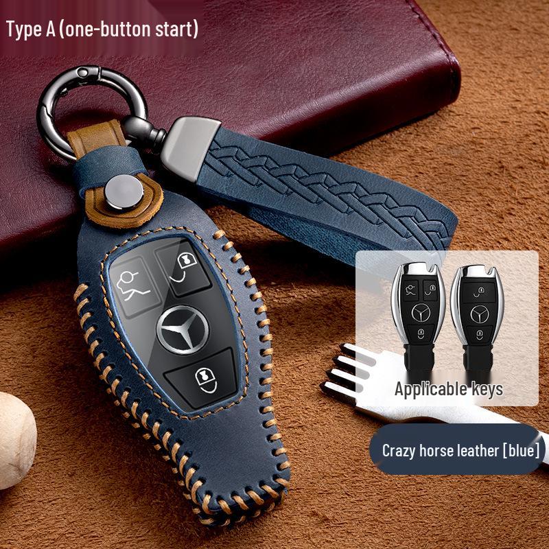 Genuine Leather Key Bag Set for Mercedes-Benz S-Class C200L, New C-Class, E-Class E300L, and GLK300