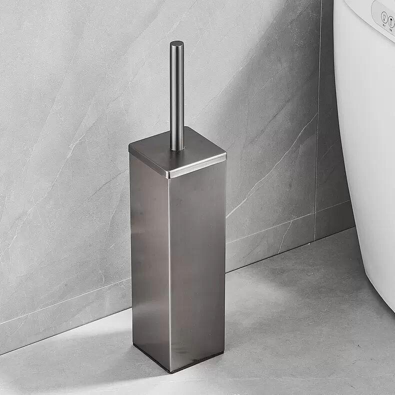 Stainless Steel Wall-Mounted Toilet Brush Set with Lid - Odor-Proof Bathroom Cleaning Tool