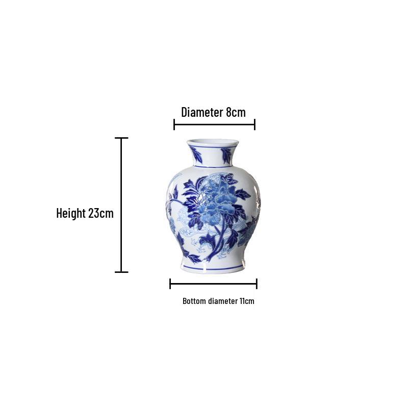 High-Grade Embossed Ceramic Vase for Living Room Decor - Chinese Style Dry Flower Ornament