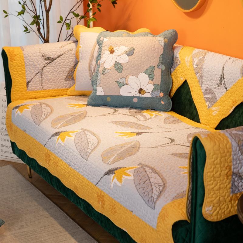 Modernes, rutschfestes Sofakissen aus reiner Baumwolle für vier Jahreszeiten, pastorales Sofatuch aus Baumwollstoff, Sofabezug, Sitzkissen