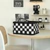 1pc Handmade Checkerboard Pattern Felt Desk Organizer Basket, Desktop Modern Storage Basket for Desktop Storage, Cosmetics, Skin Care Products