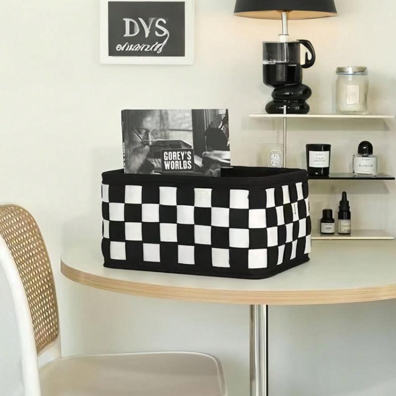 

1 шт. Органайзер для стола из фетра ручной работы в клетку, Современная настольная корзина для хранения для хранения на рабочем столе, косметики, средств по уходу за кожей 1PC-S разноцветный