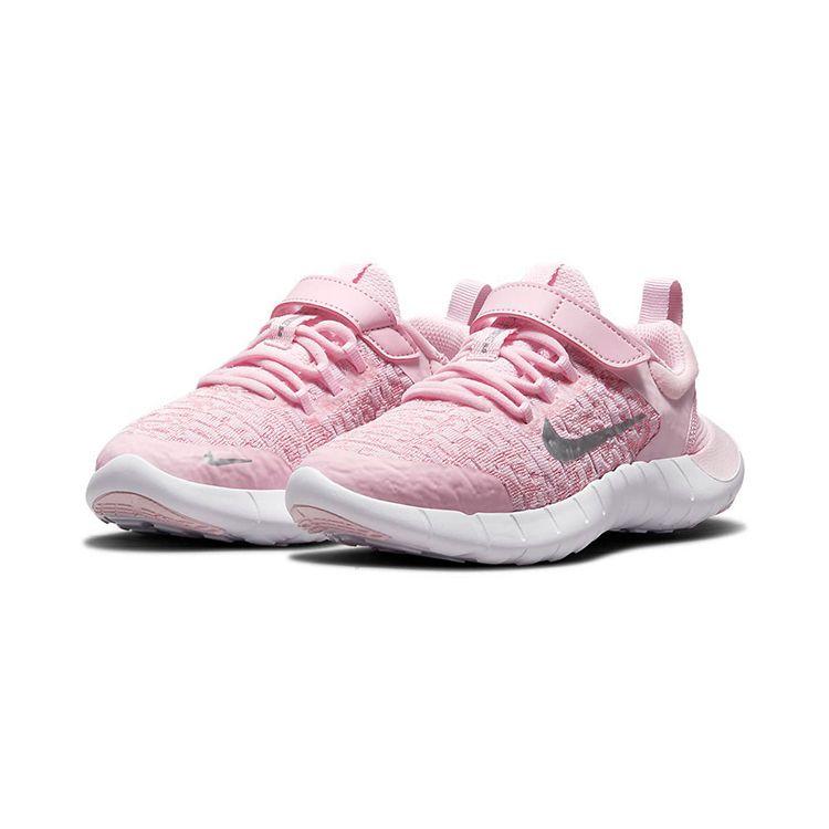 Nike Free RN 2021 PS Pink Foam Kids Sneakers White Pink-Glaze Metallic-Silver CZ3996-610