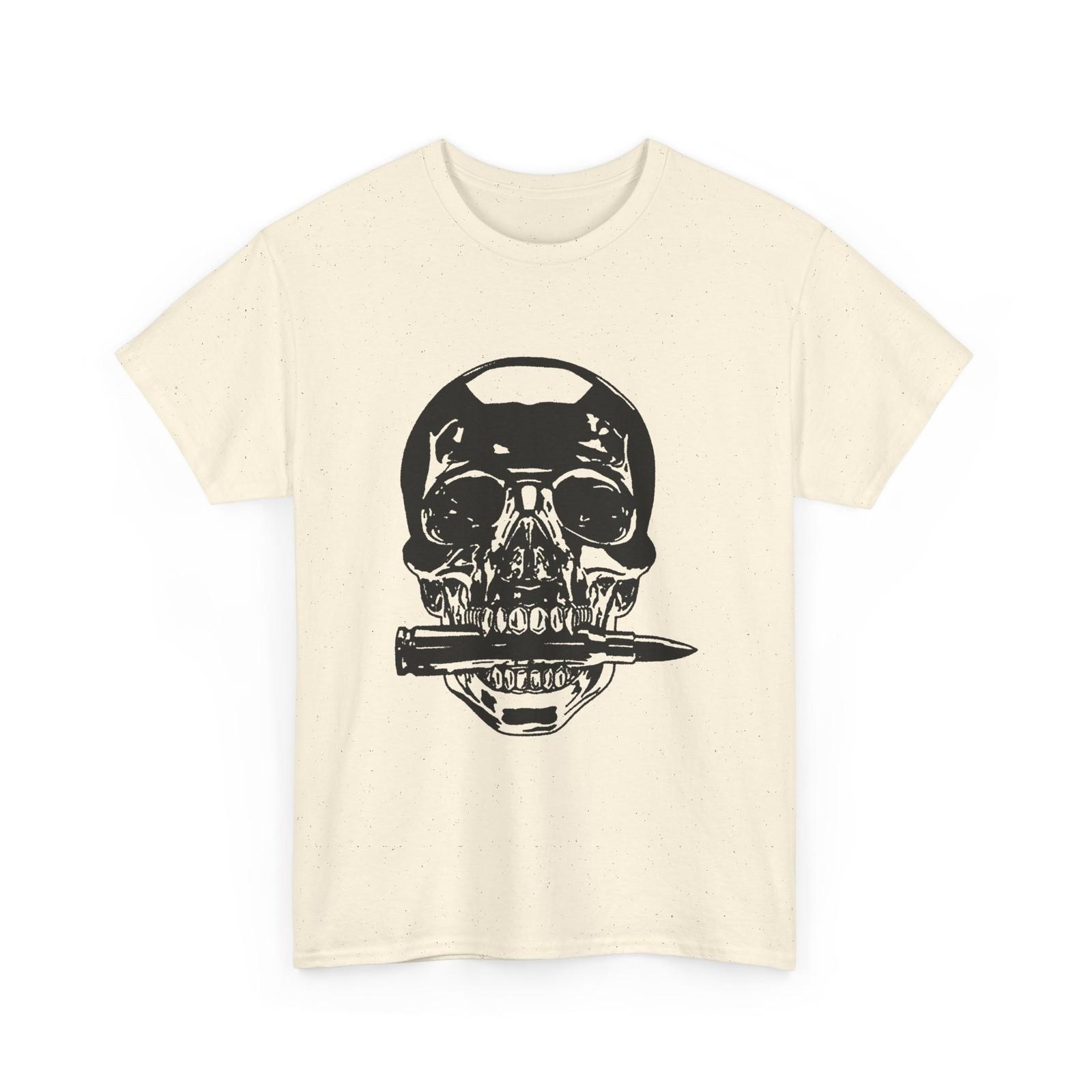 Skull with Bullet T-Shirt Vintage Grunge Skull Art Tee S