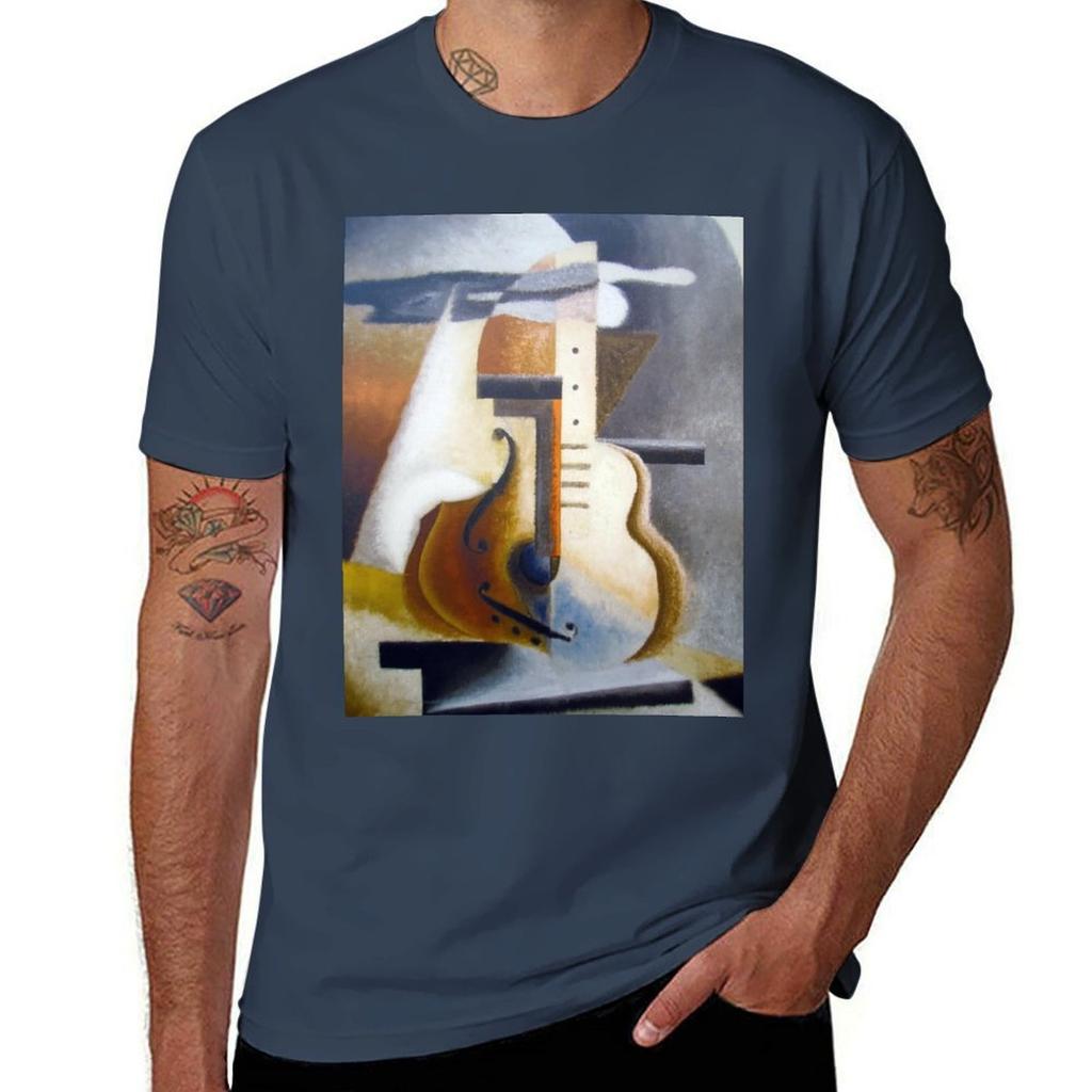 Nikolay Diulgheroff guitar painting TShirt Basic Short Sleeve Cotton Blend TShirt