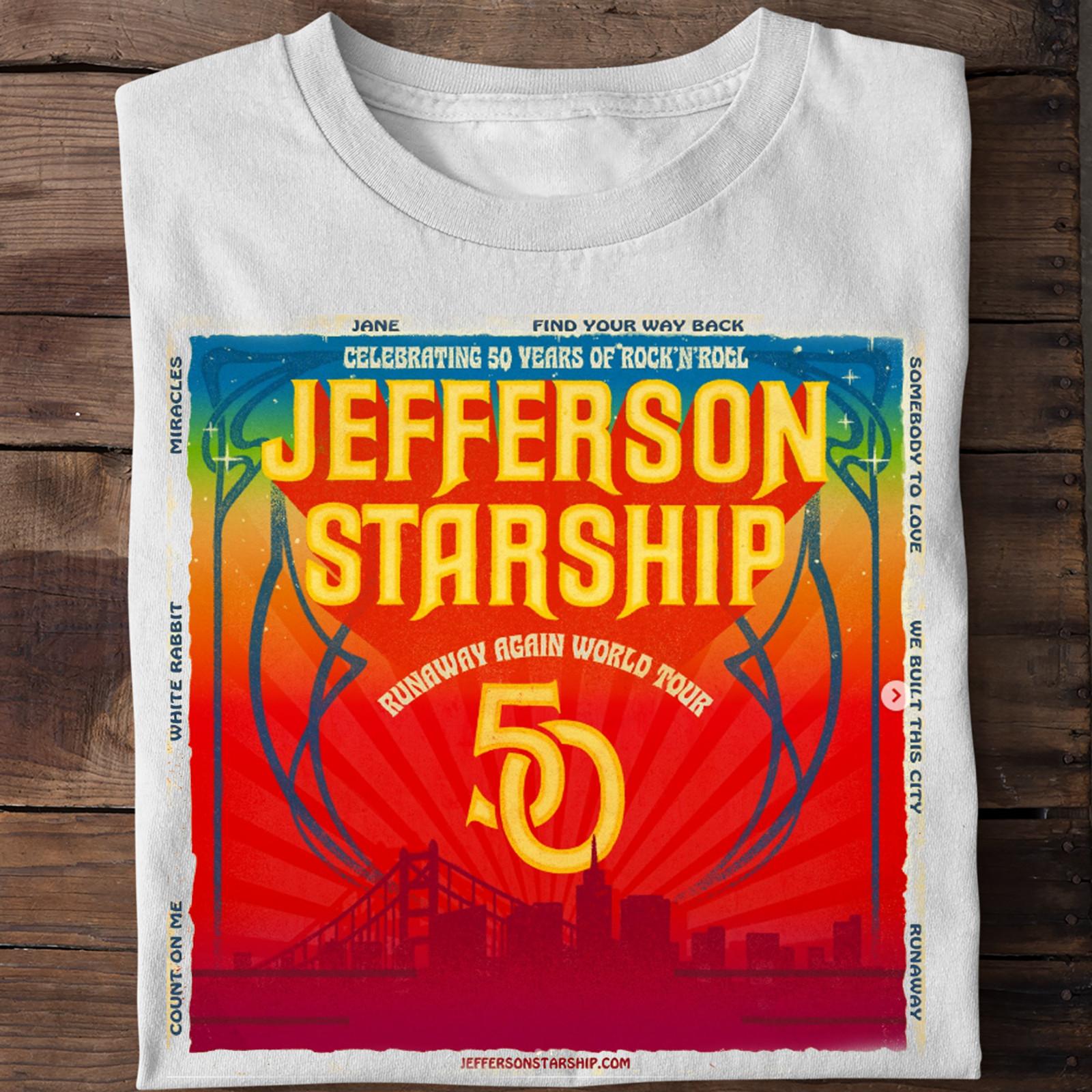 Jefferson Starship Tour 2025 Short Sleeve Unisex S to 5XL White T-shirt S