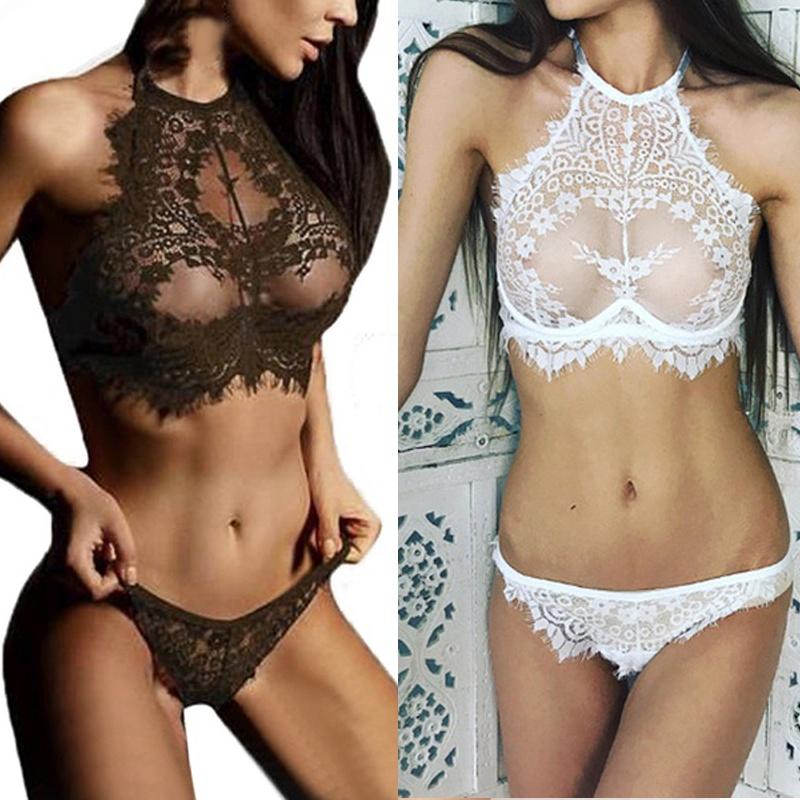Fashion Sexy Womens Lingerie Lace Flowers Push Up Top Bra Pants Underwear Set