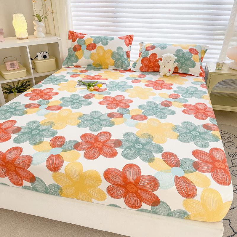 Fitted Sheet Dustproof Mattress Protector Non-slip Sheet Skin-friendly Breathable Dirty Washable Dormitory Fitted Sheet