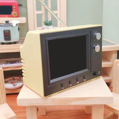 1:12 Dollhouse Miniature Tv Playable Video Mini Television Model Living Room Home Appliances Decor Toy Doll House Accessories