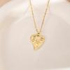 Sparkling Heart Zirconia Necklace, Golden Plated Chain, Bridal Jewelry for Wedding & Party