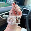 Fashion Camellia Mobile Bag Model Car Keychain Pendant Metal Car Hanging Decoration Accessories Bag Ornamen Gift Women