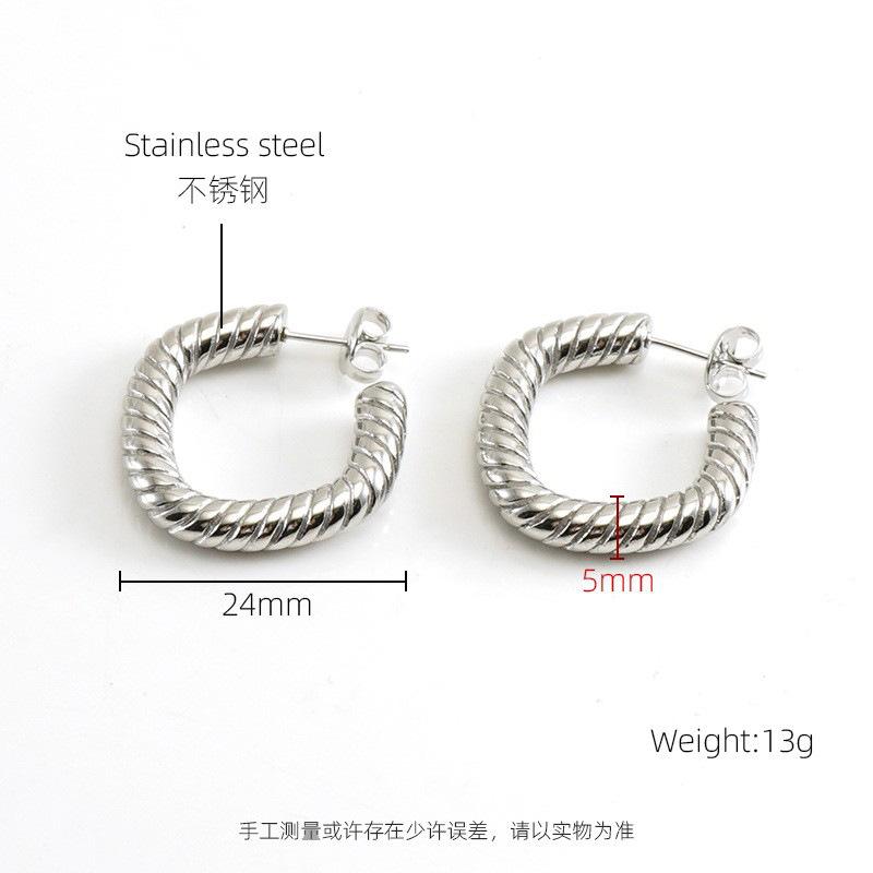 

Fashion Stainless Steel Personality Light Luxury Design Earrings Titanium Steel 18k Geometric Earrings 18K