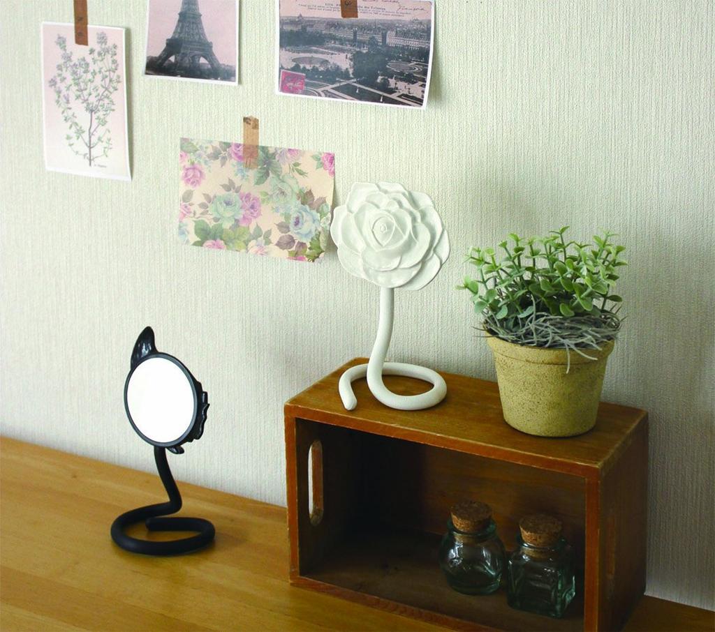 Yawata Kasei Flexible Mirror sceltevie Grace regina camellia White 10x1.8x40cm