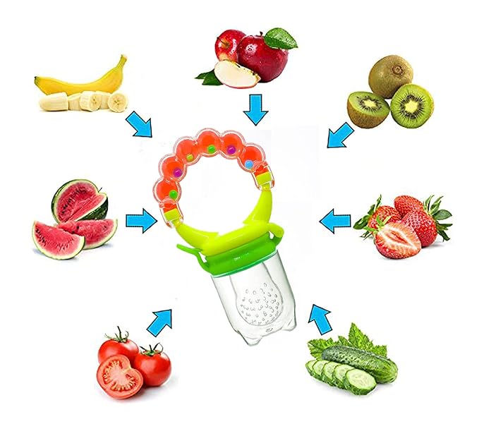 Baby Fruit Rattle Nibbler – Soft Silicone Fruit Feeder with Built-in Rattle Handle