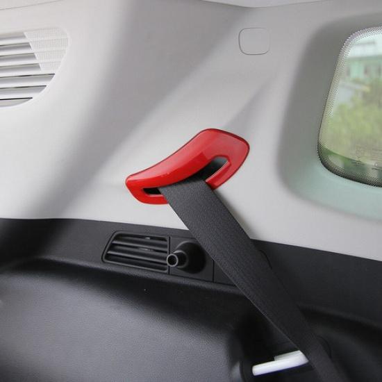 Car Seat Belt Buckle Adjust Frame Trim 4* For Jeep Compass 2017- Bright Red