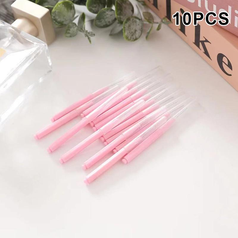 

10 шт. Одноразові міжзубні щітки прямої форми для глибокого очищення деталей та щілини для чищення, різнокольорові зубочистки, гігієна порожнини рота світло-рожевий колір