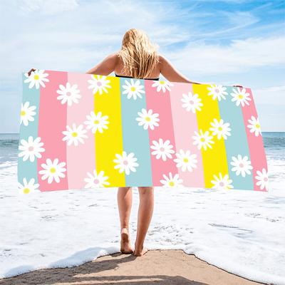 Microfiber Blanket Quick-Drying Beach Towel, Extra Large 35*71 Inch Printed Towel, Super Absorbent Pool Travel Camping Towel Bla