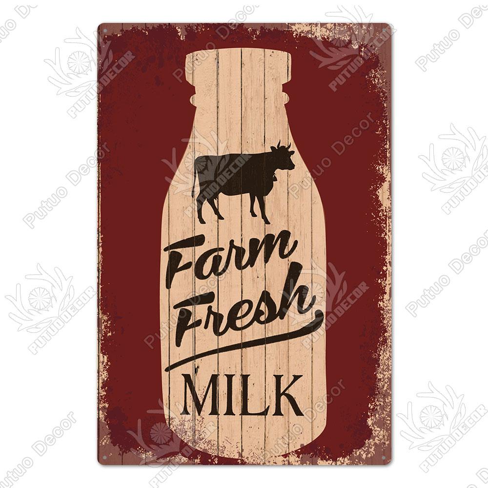 Decor Cow Vintage Tin Sign Retro Metal Sign Decorative Plaque Farm House Shop Garage Wall Decor Cow Posters