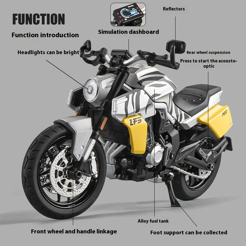 1/12 Scale TANG KNIFE LFS700 Motorcycle Model Alloy Diecast Model Sound & Light Series Children Toy Kids Gift Birthday Present