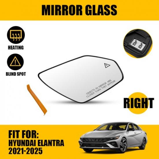 Passenger Side Mirror Glass For Hyundai Elantra -2025, Heated And Blind Spot