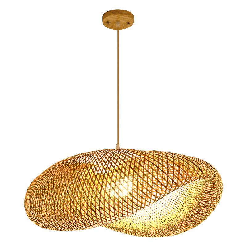 Bamboo Zen Pendant Light: Artistic Bamboo Weave Lantern for Tea Rooms and Tables