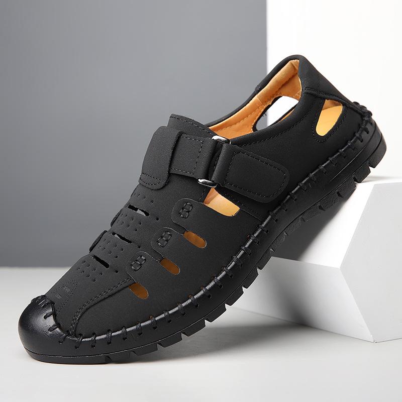 Sandals for Men High Quality Leather Sandals Summer Breathable Hollow Sandal Fashion Business Casual Sandals for Men Beach Shoes