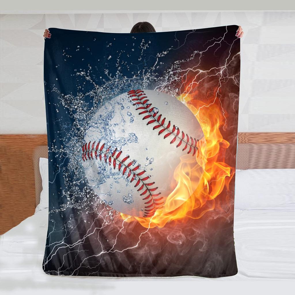 Blanket Softball Baseball in Grey Throw Blanket Ultra Soft Velvet Blanket Lightweight Bed Blanket Quilt Durable Home Decor