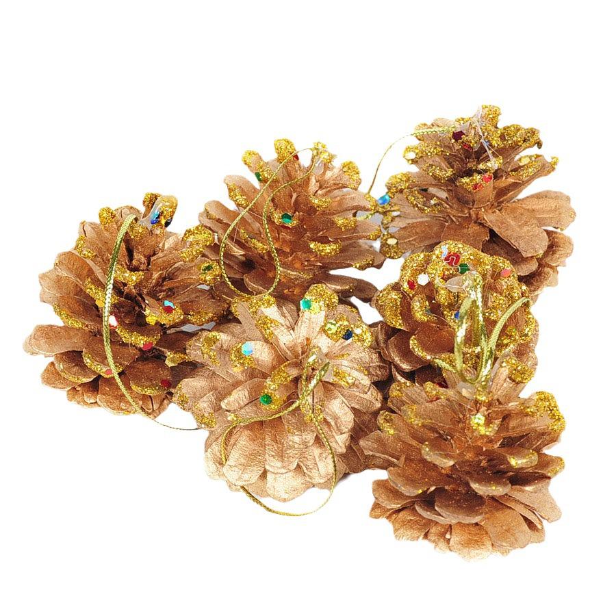 Gold Dyed Pine Cone Christmas Tree Decoration Pendant for Photography Props