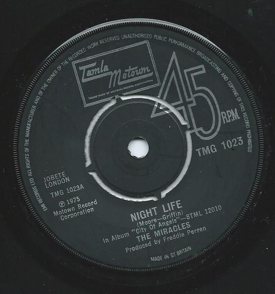 

7inch Record MIRACLES - Night Life TMG1023 Tamla Motown 1976 UK Soul/Funk Used