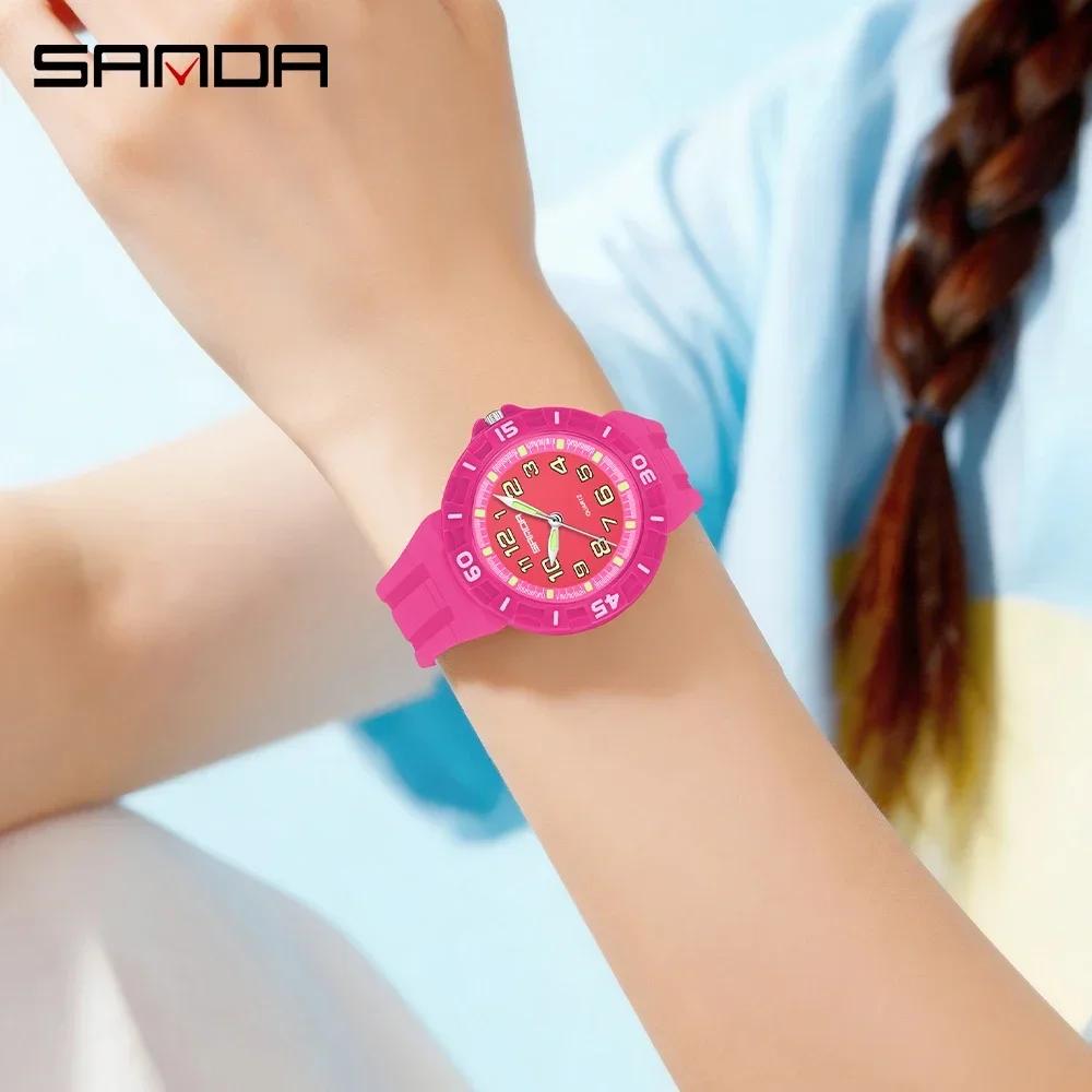 Sanda 6386 sport waterproof men's watch for both men and women, new quartz minimalist watch for students, silicone strap
