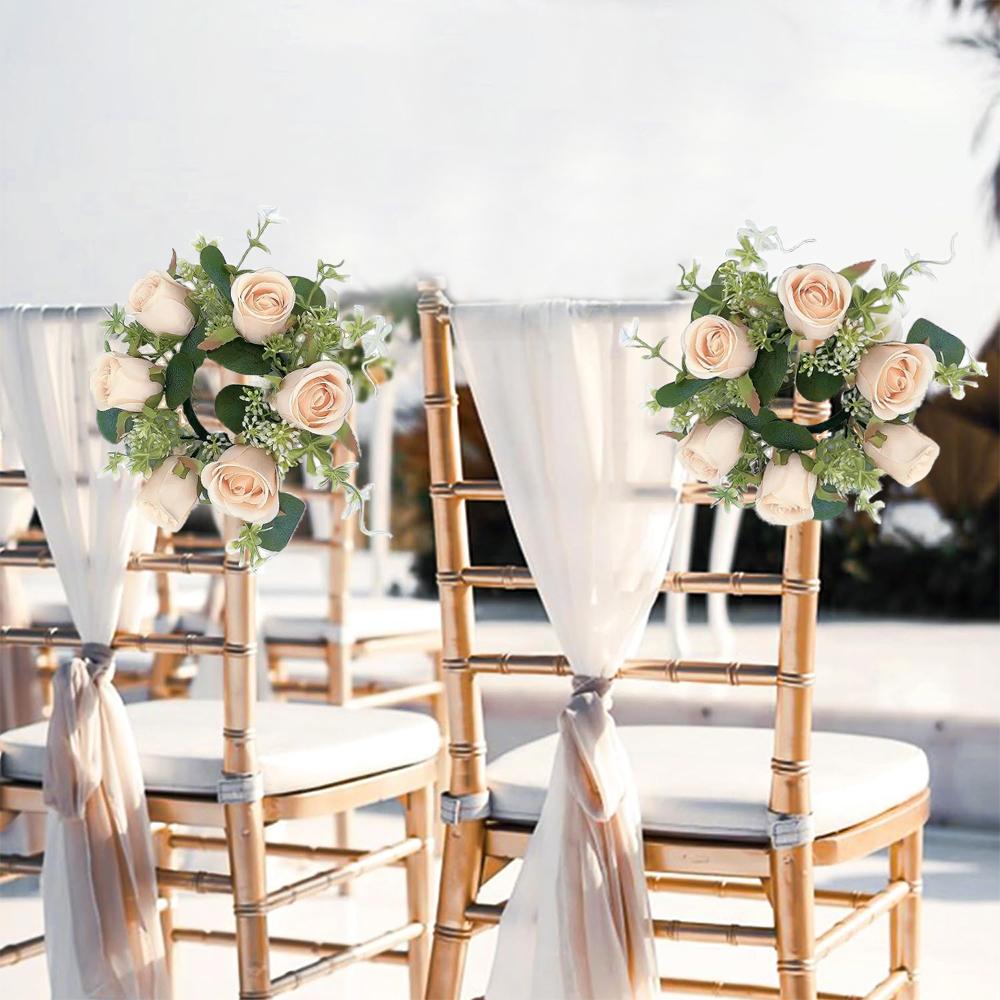 2pcs Artificial Garland with Candlestick Centerpieces, Rose Candle Wreath, Tea Light Candle Holders, Artificial Plant Wreath