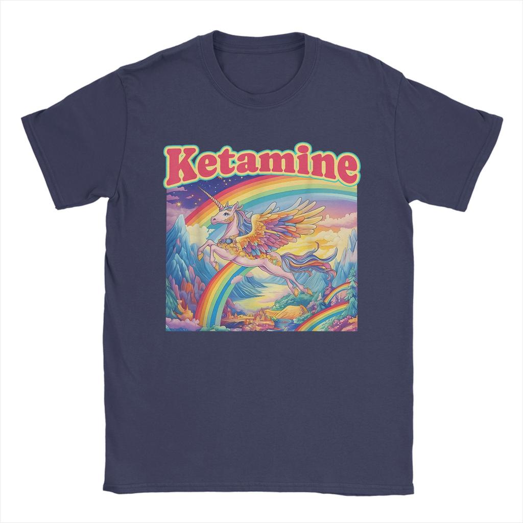 Funny Ketamine Horse Unicorn Emergency Rainbow 100 Cotton T Shirt For Men Summer TShirts Breathable Tee Shirt Oversize Clothing