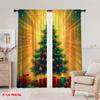 2pcs,2D Plane Printing Light Filtering Curtains Christmas Tree Ornaments Gifts_c (3) 100% Polyester (without Rod) All Seasons