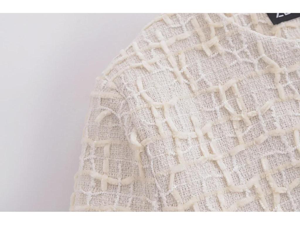 2024 Summer Women's Solid Color Textured Short Pilot Jacket