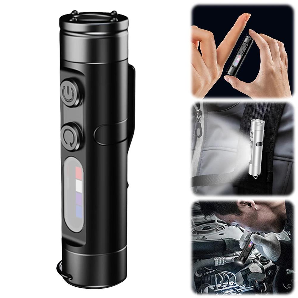 LED Tactical Flashlight W/ Hat Clip Super Bright Flashlight Rechargeable Emergency Torch Magnetic Micro Tool for Hiking Outdoor