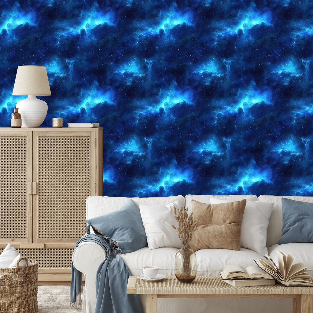 Watercolor Galaxy Navy Blue Wallpaper, Blue Background 50x1000