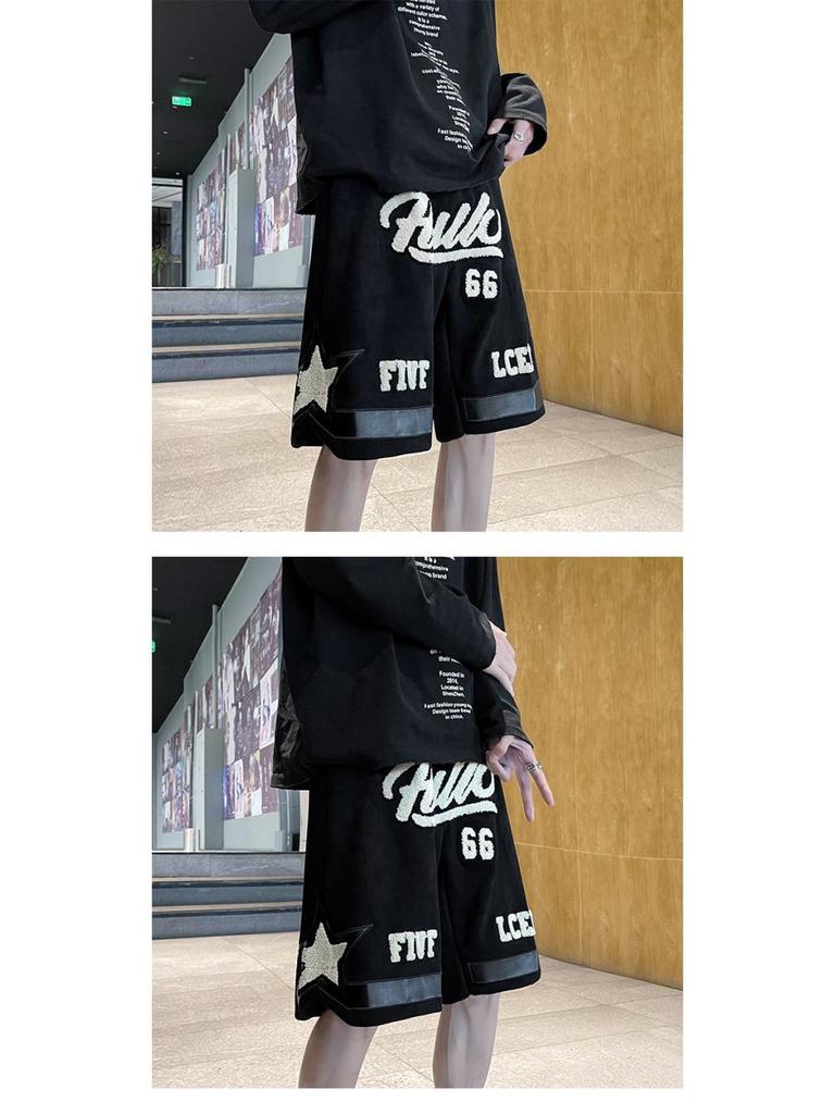 Men's Trendy Embroidered Summer Shorts - Hip-Hop, Retro, Japanese, & Hong Kong Styles
