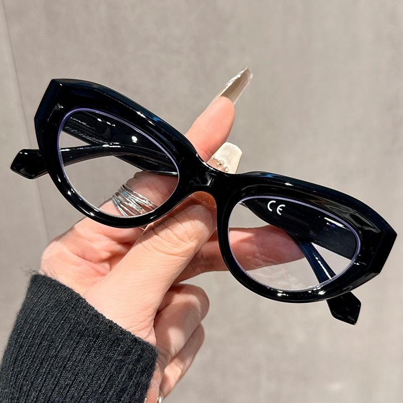 Stylish Cat-Eye Presbyopia Glasses Women's INS Style Spring-Loaded Temples Blue Light Blocking Reading Glasses Diopter 0 To +4.0