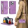For iPhone 13 Pro Stand Case PU Leather Phone Cover with Straps/Zipper Wallet/Multiple Card Slots