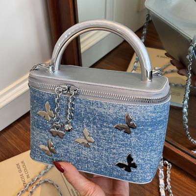 Summer New High-value Oblique Span Small Square Bag Casual Shoulder Bag Gypsy Denim Box Bag